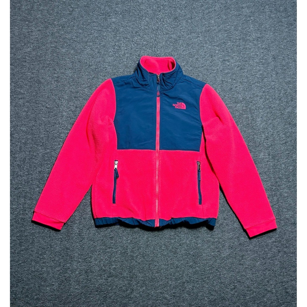 The North Face Denali Fleece Jacket Girl's Medium Pink Blue Long Sleeve Full Zip